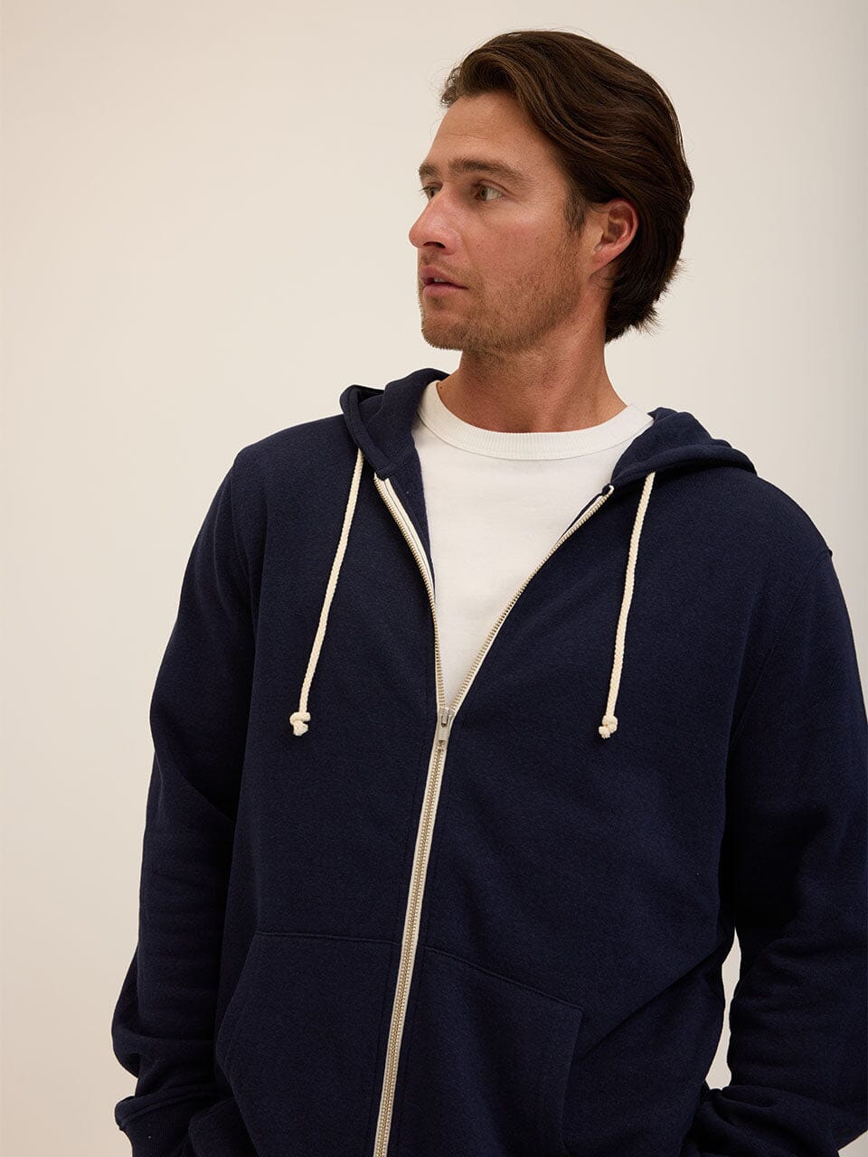 Men's Core Triblend Fleece Zip Hoodie in Navy Blue