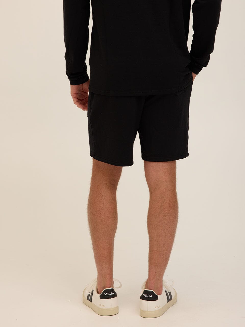 Men's Core Feather Fleece Short - Relaxed Fit Solid Black Shorts