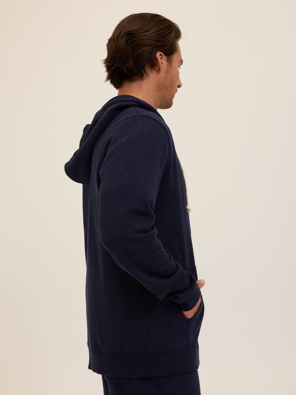 Men's Core Triblend Fleece Zip Hoodie in Navy Blue