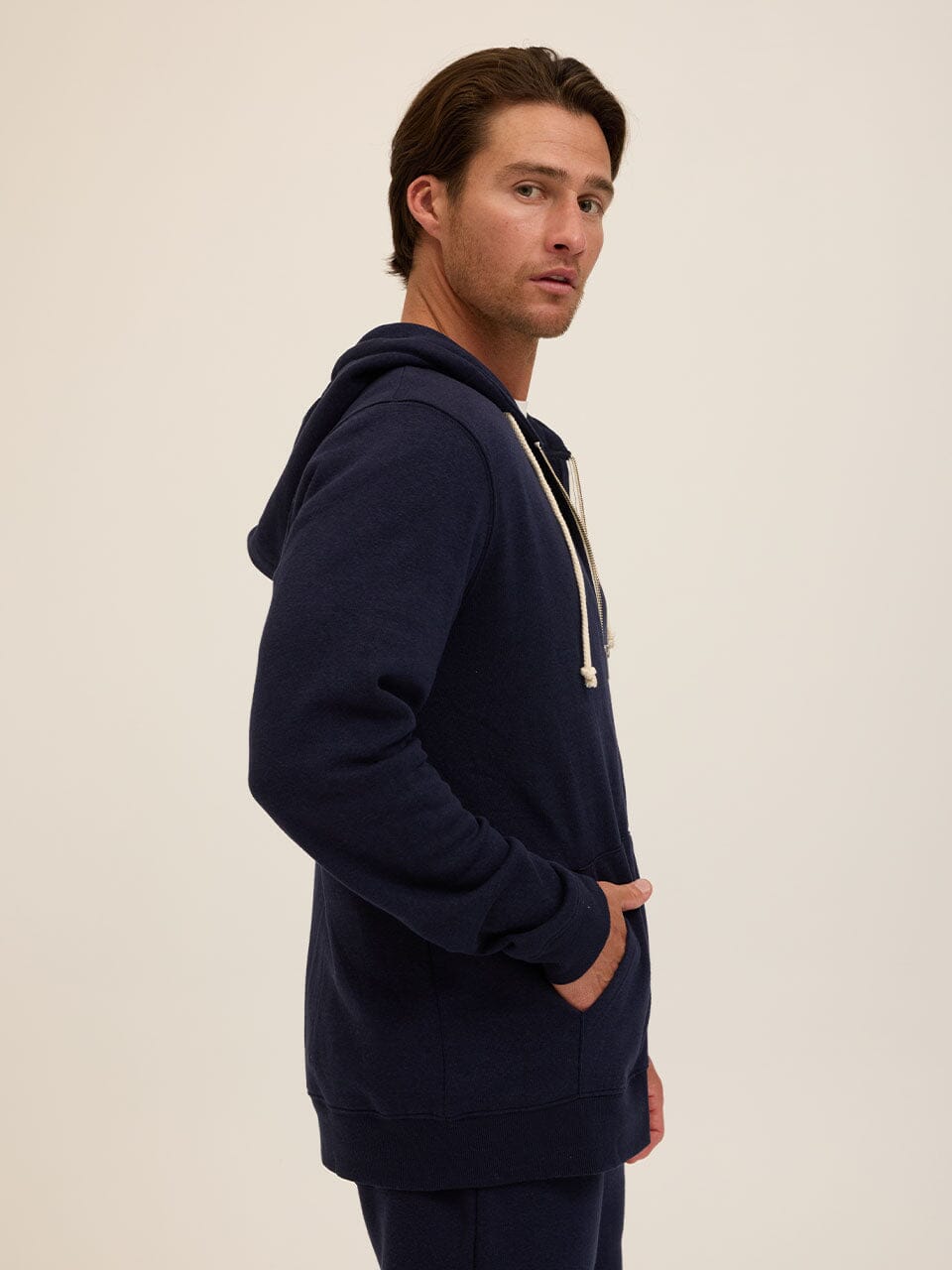 Men's Core Triblend Fleece Zip Hoodie in Navy Blue