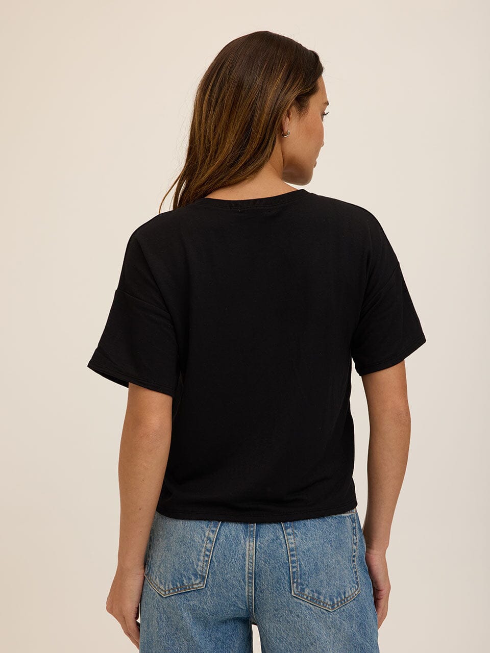 Core Modal Terry Crew Neck Tee in Black for Loungewear