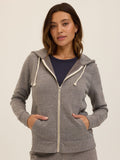 Women's Core Triblend Fleece Classic Zip Hoodie in grey knit fabric.