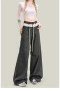 Women’s Vintage Style Wide Leg Casual Pants with Striped Trim - Image 5