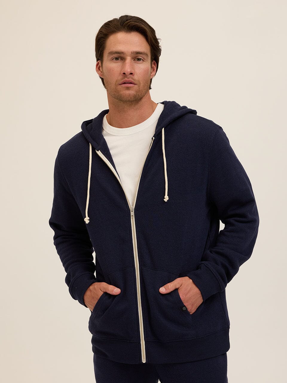 Men's Core Triblend Fleece Zip Hoodie in Navy Blue