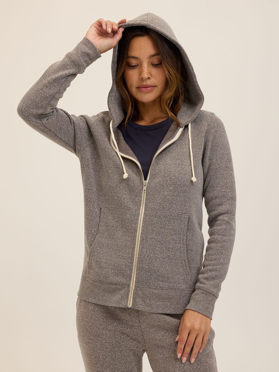 Women's Core Triblend Fleece Classic Zip Hoodie in Grey