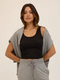 Close-up view of the Core Luxe Jersey Tank Top in a fitted, cropped silhouette.