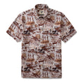 Vintage-style Aloha shirt with ancient Stone Age cave painting print