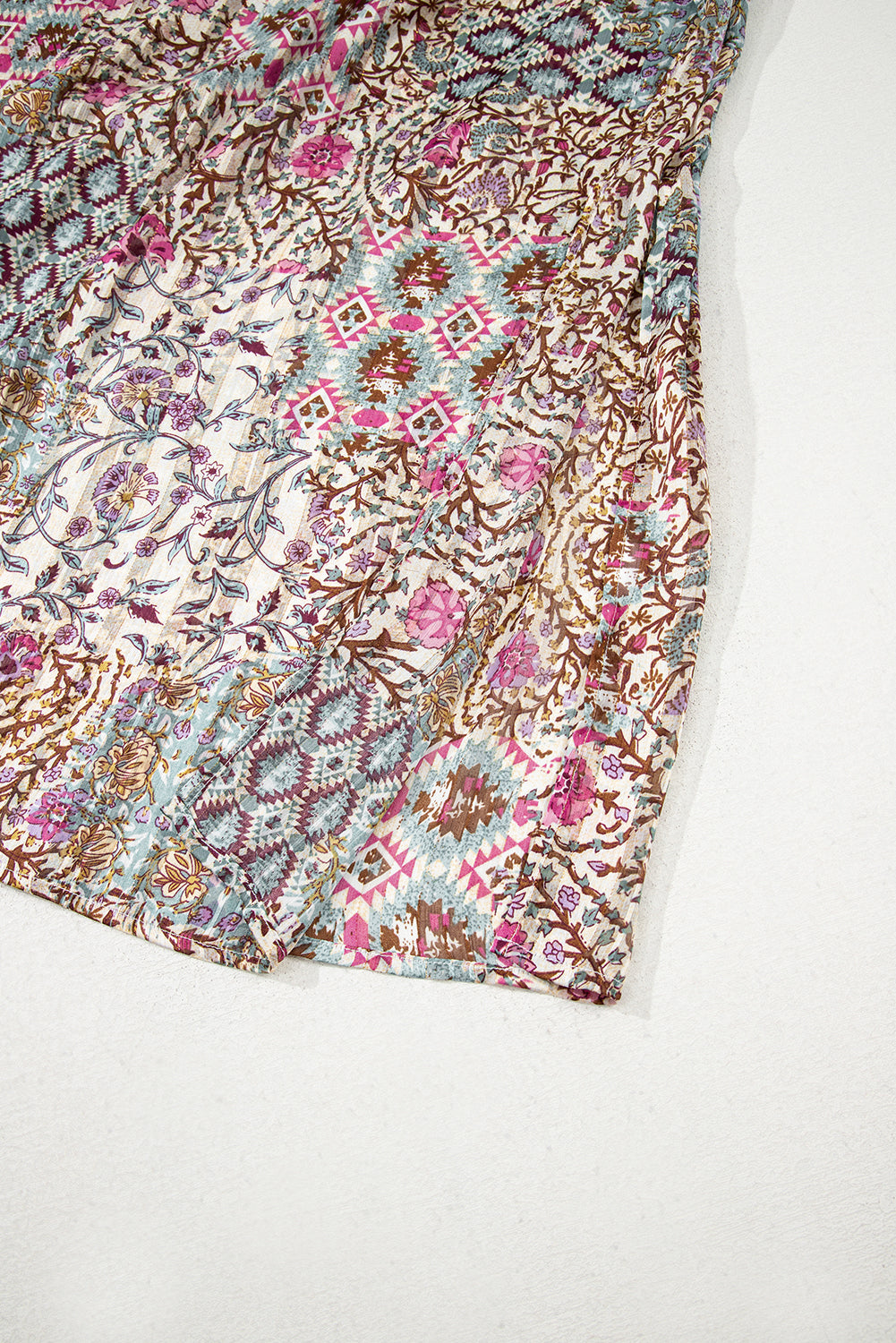 Apricot Floral Print Short Wide Sleeve Open Front Loose Kimono