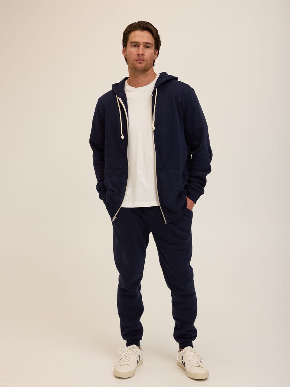 Men's Core Triblend Fleece Zip Hoodie in Navy Blue
