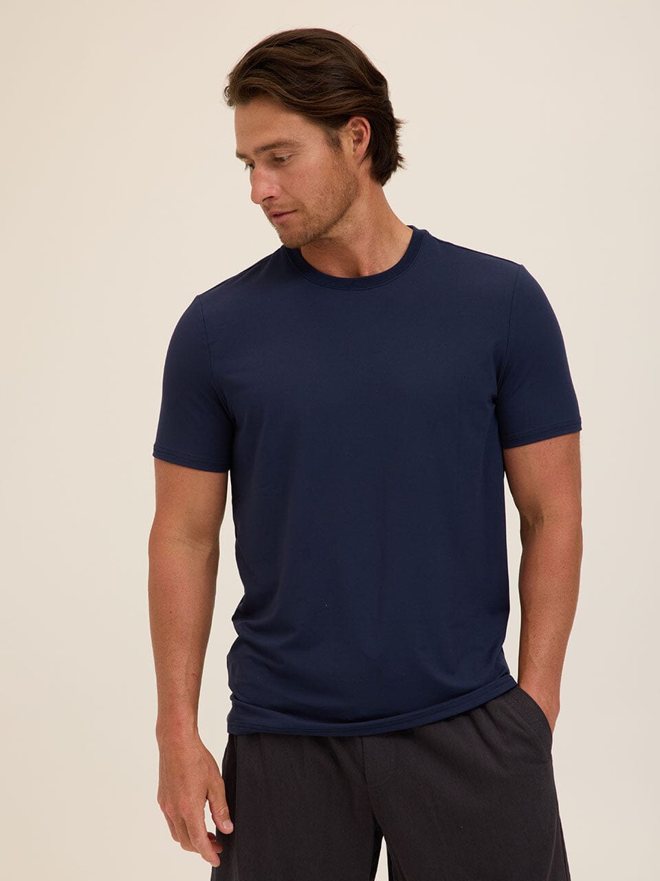 Men's Core Luxe Jersey Crew Neck Tee in Navy