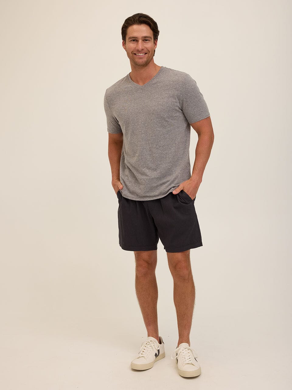 Men's Core Triblend Jersey V-Neck Tee in Heathered Grey