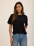 Core Modal Terry Crew Neck Tee in Black, featuring a classic crew neckline and relaxed fit.