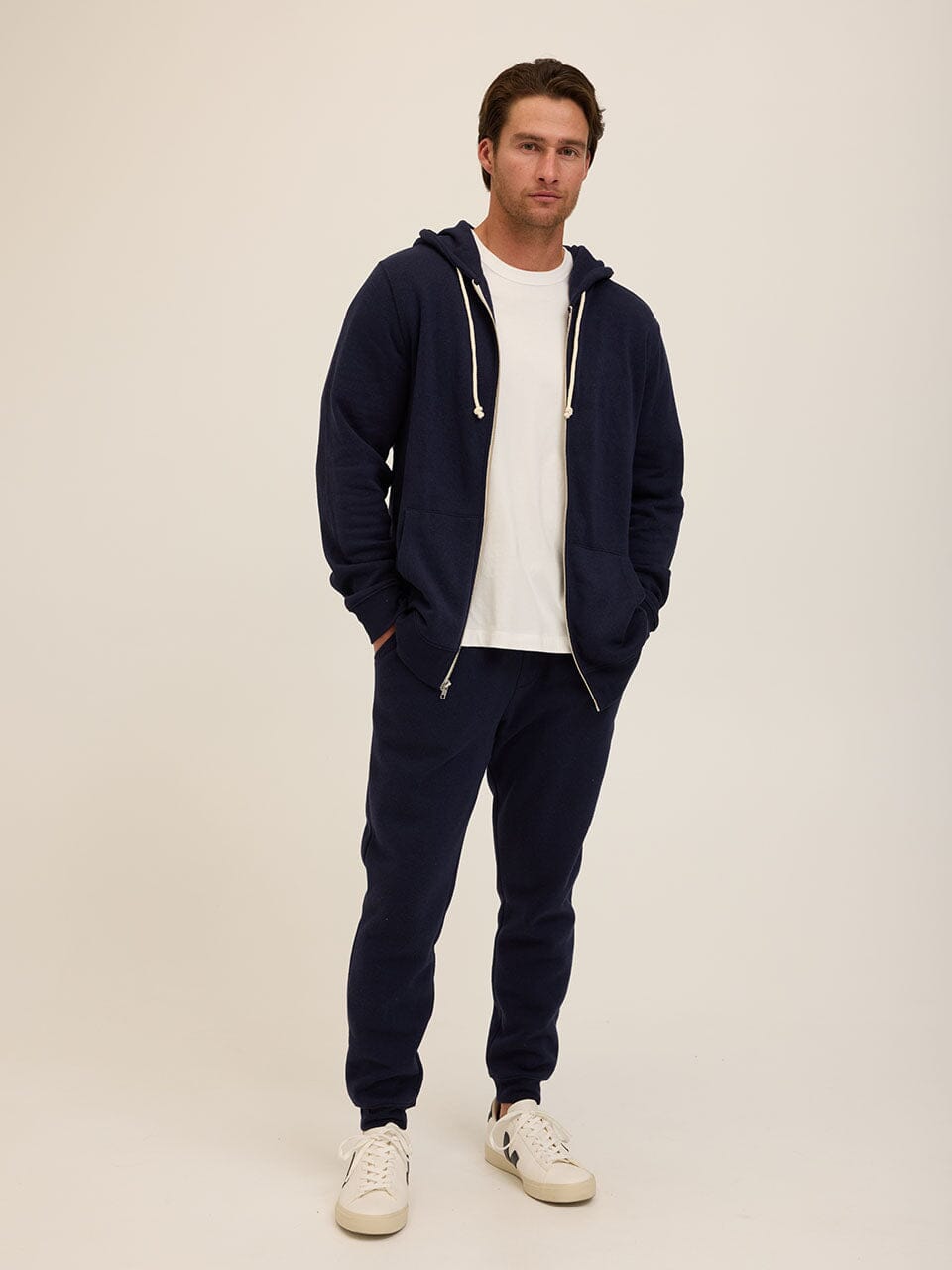 Men's Core Triblend Fleece Zip Hoodie in Navy Blue
