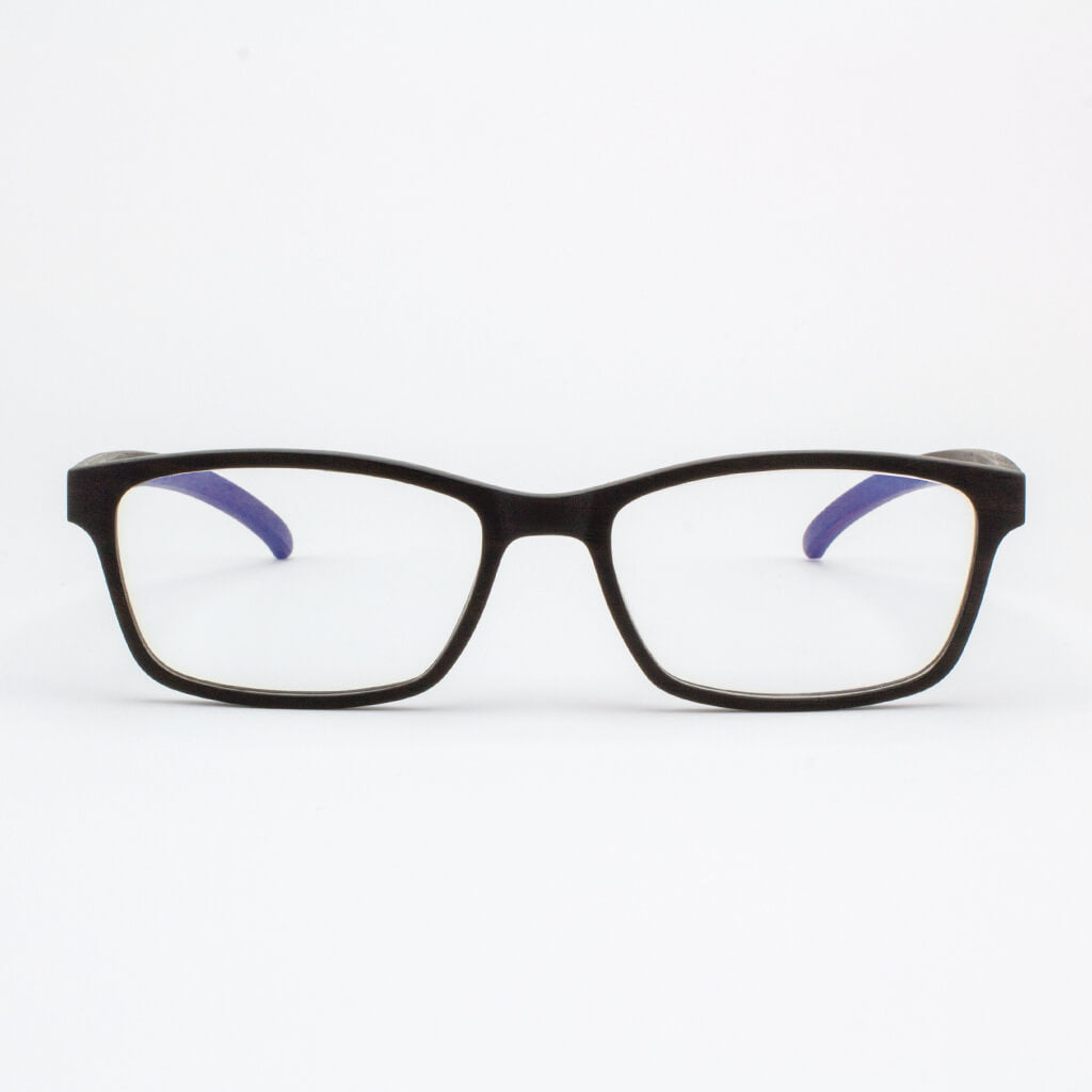 Tommy Owens Lee wood frame eyeglasses with sleek, minimalist lines displayed on a neutral background.