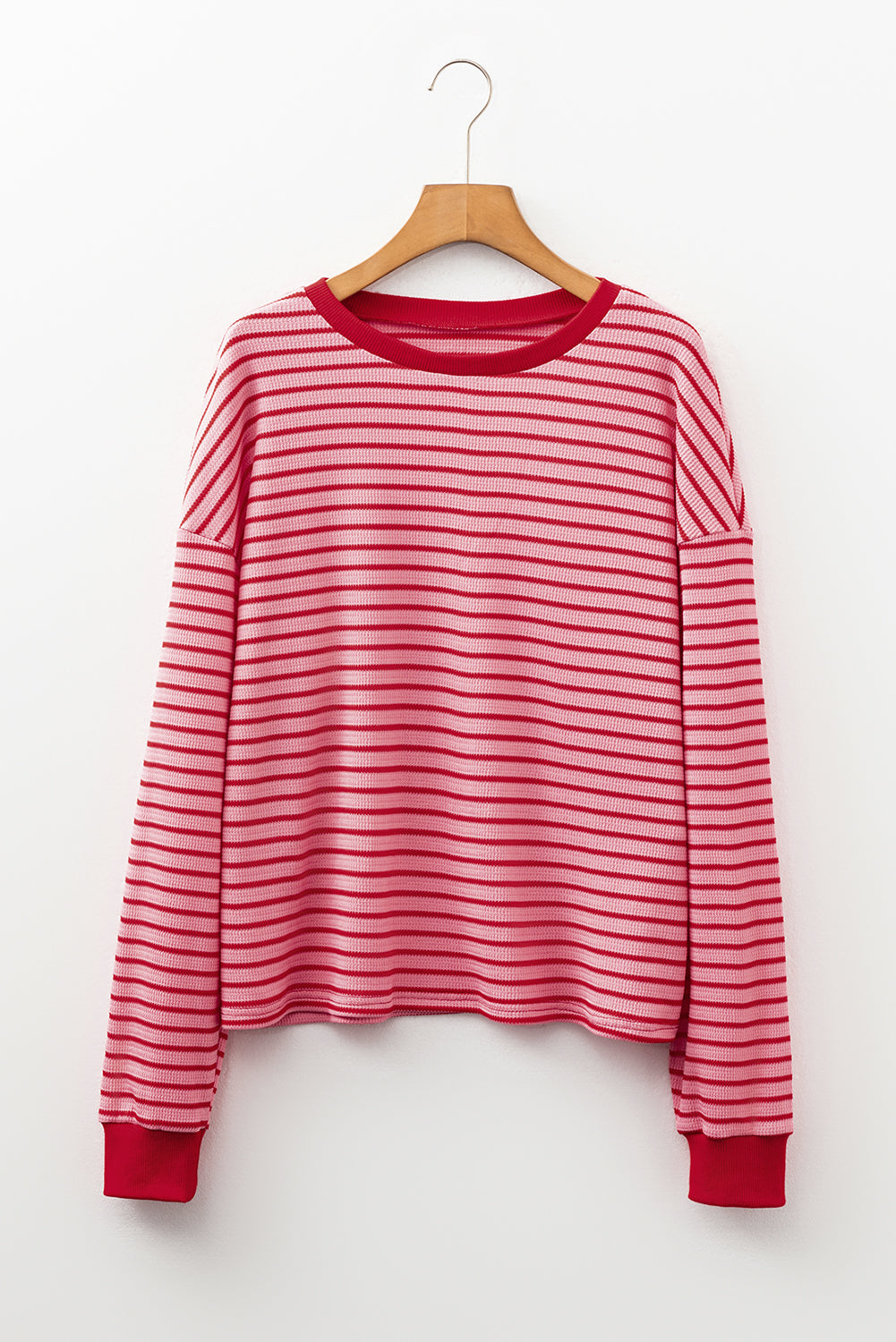 Stripe Textured Knit Long Sleeve T-Shirt