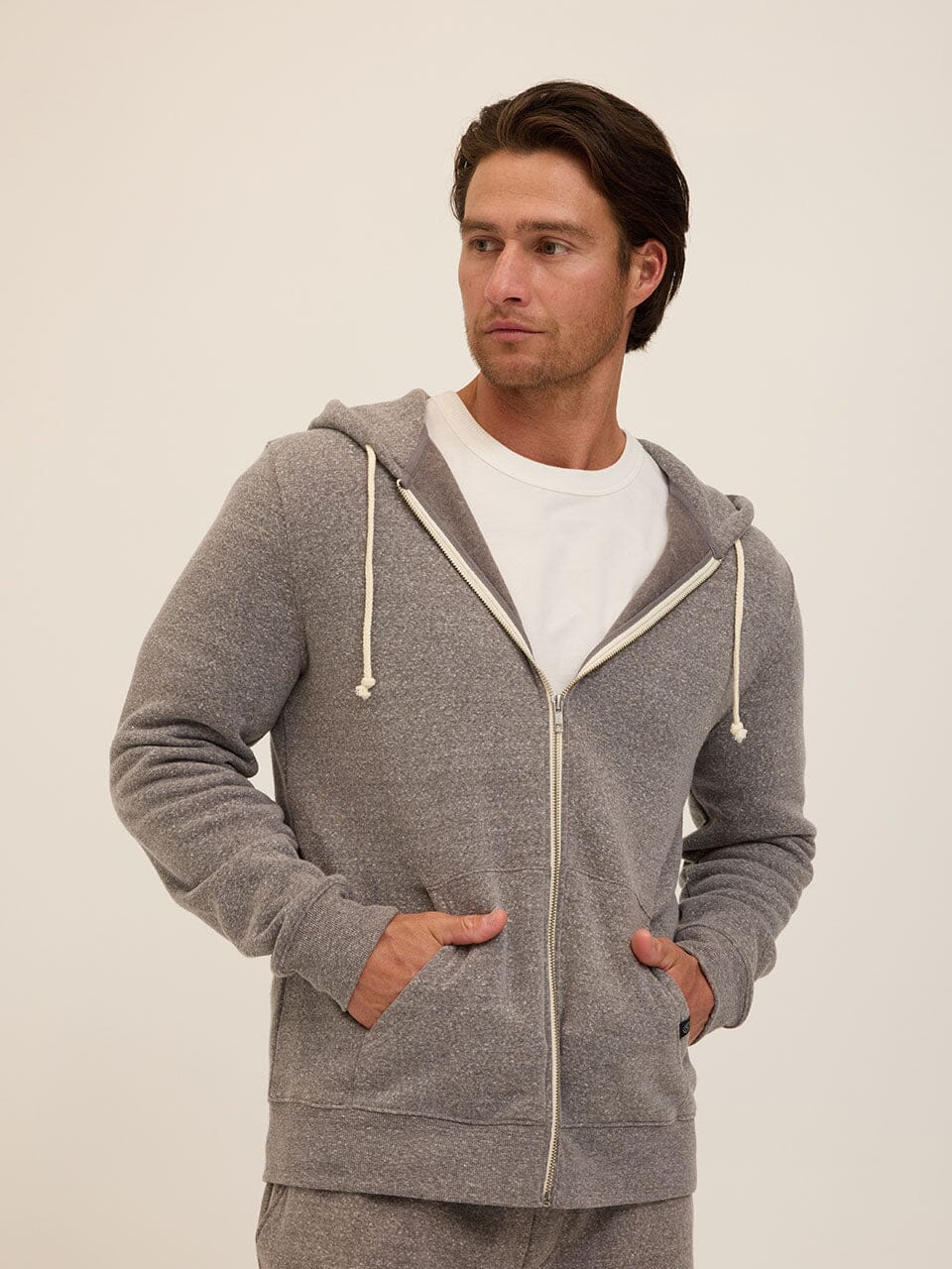 Men's Core Triblend Fleece Zip Hoodie - Athletic Grey Knit Layer