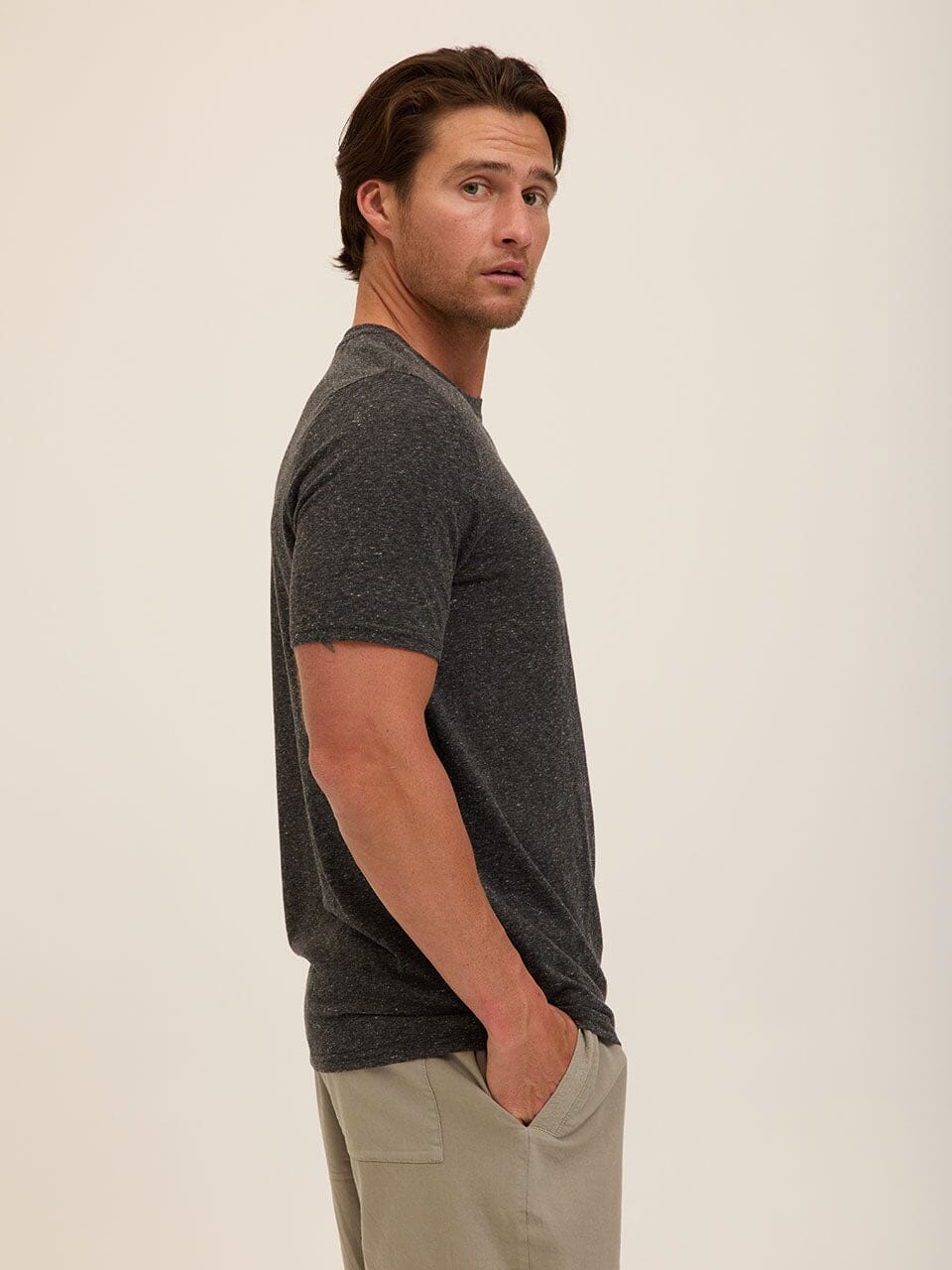 Men's Core Triblend Jersey Crew Neck Tee in Grey