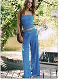 Women's Striped Modal Tube Top and Wide Leg Pants Set - Image 6