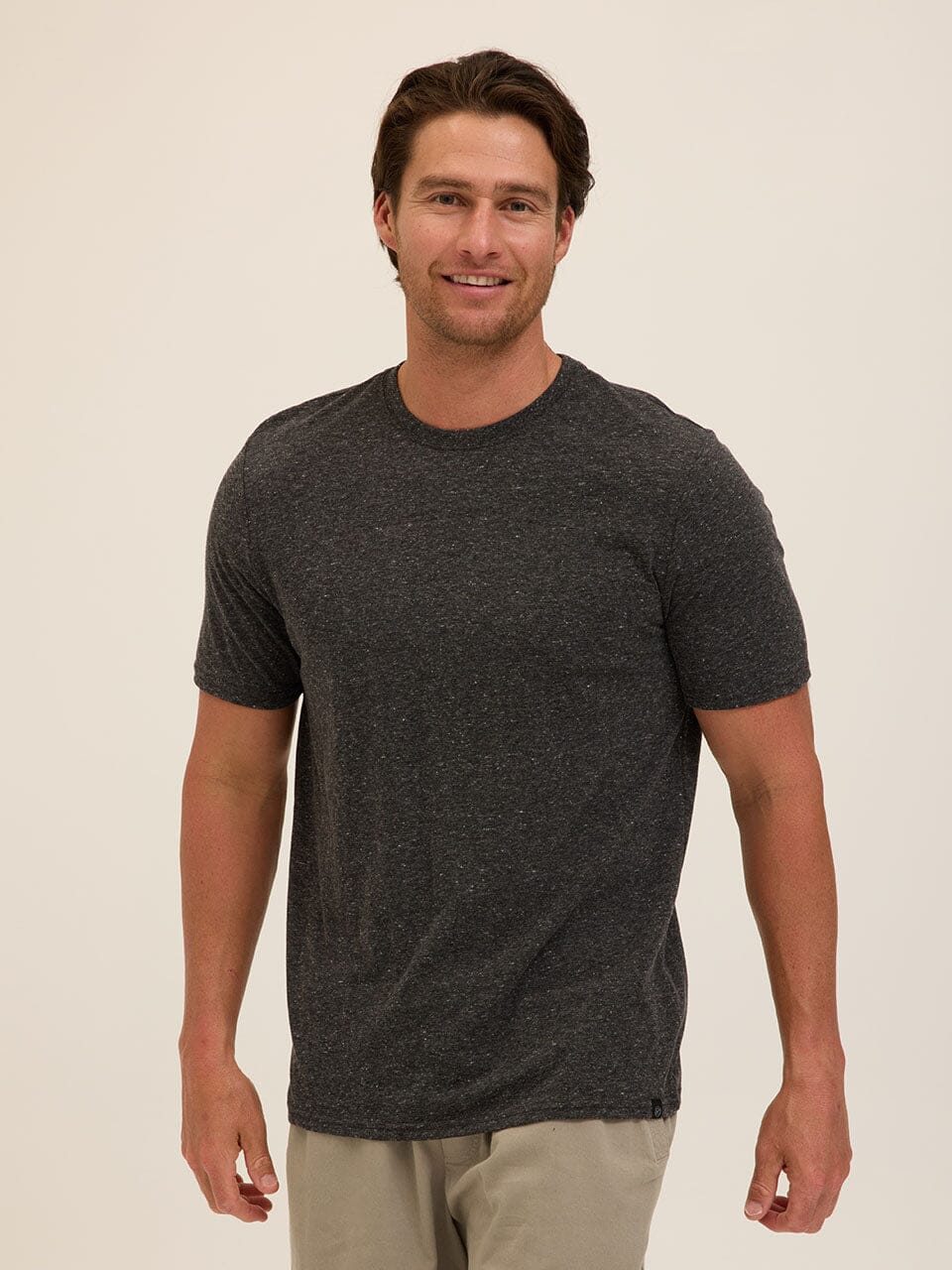Men's Core Triblend Jersey Crew Neck Tee in charcoal and heathered grey