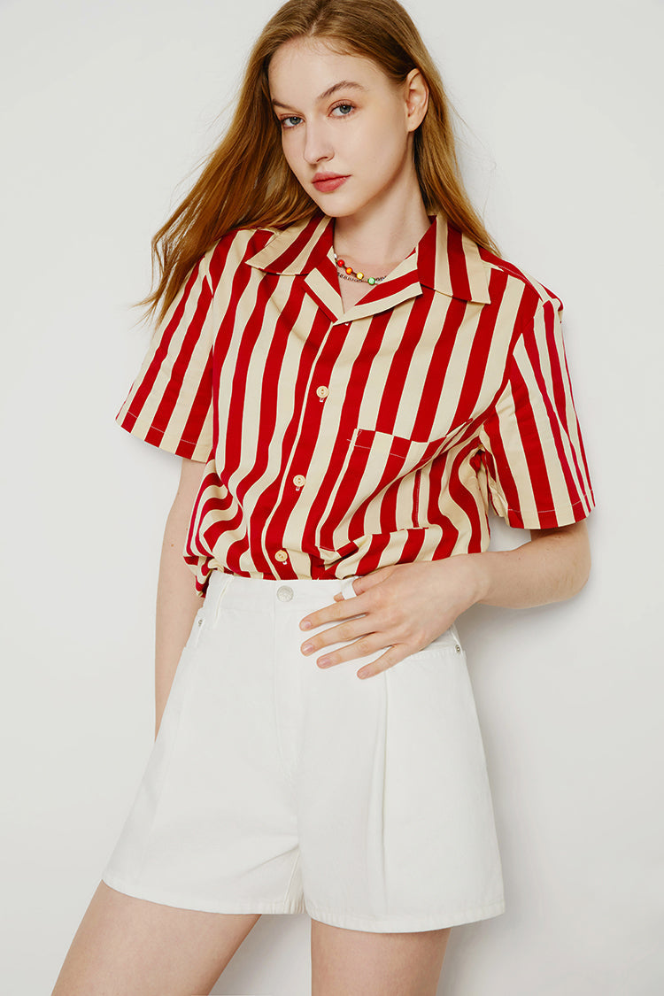 Light Blue Pleated Short Jeans for All