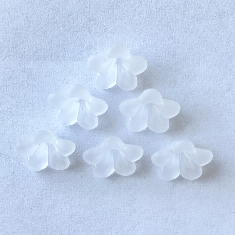 Matte Acrylic 5-Petal Blossom Beads, Translucent Center-Drilled Spacers For DIY Vintage Hair Sticks, Dangle Earrings & Pendant Crafts.