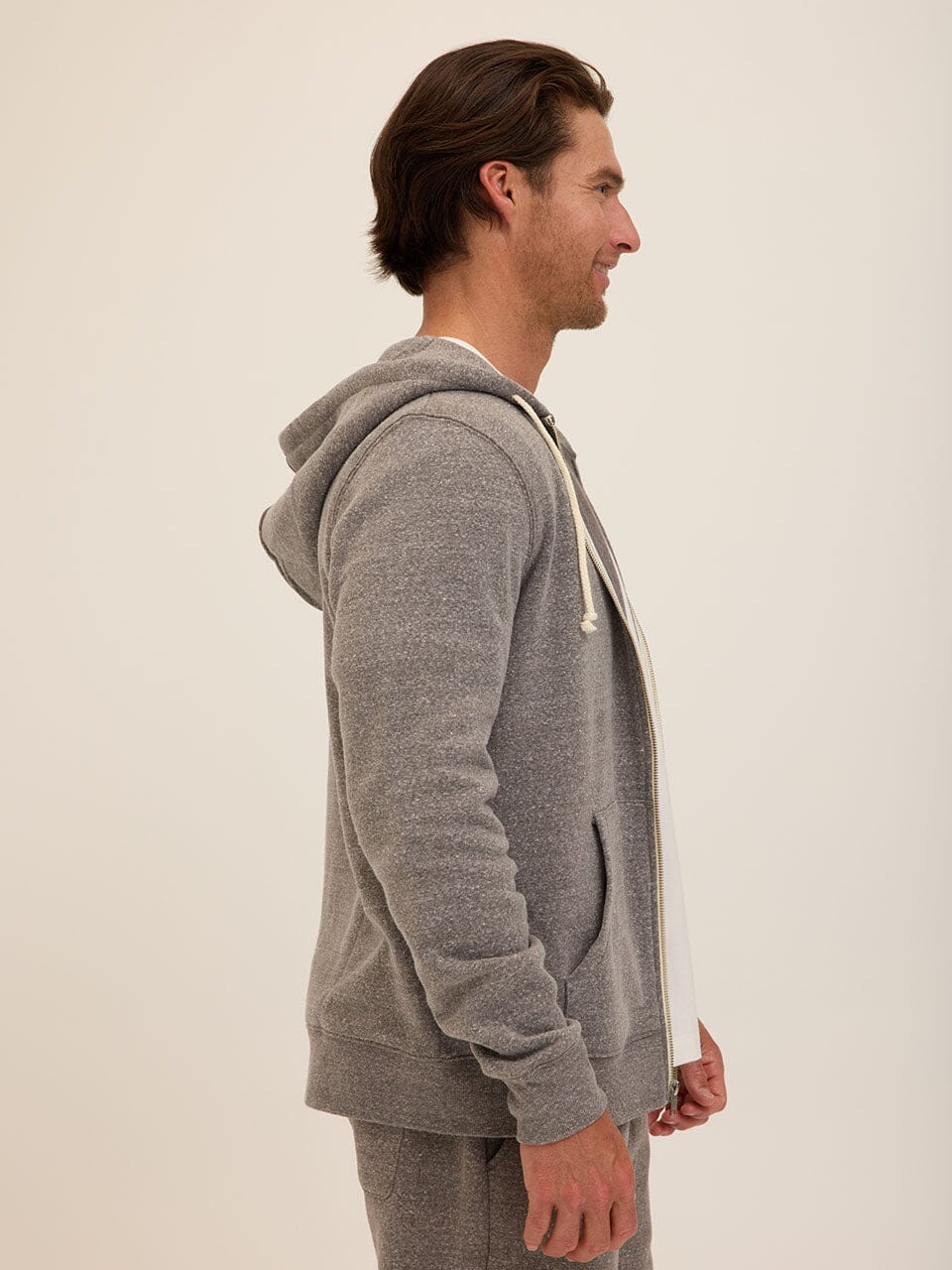 Men's Core Triblend Fleece Zip Hoodie - Athletic Grey Knit Layer