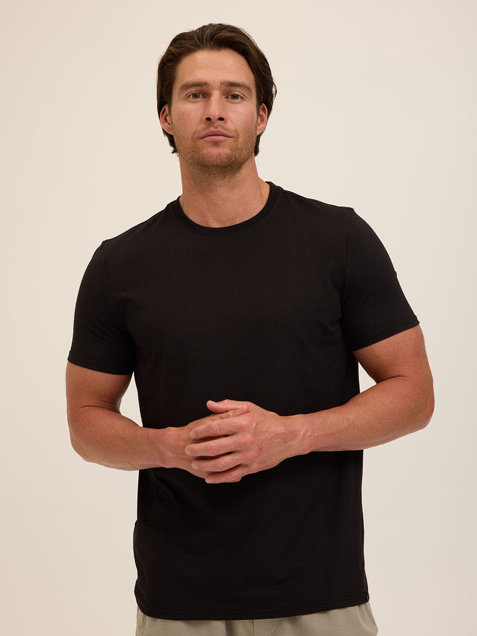 Men's Core Luxe Jersey Crew Neck Tee in solid black minimalist style