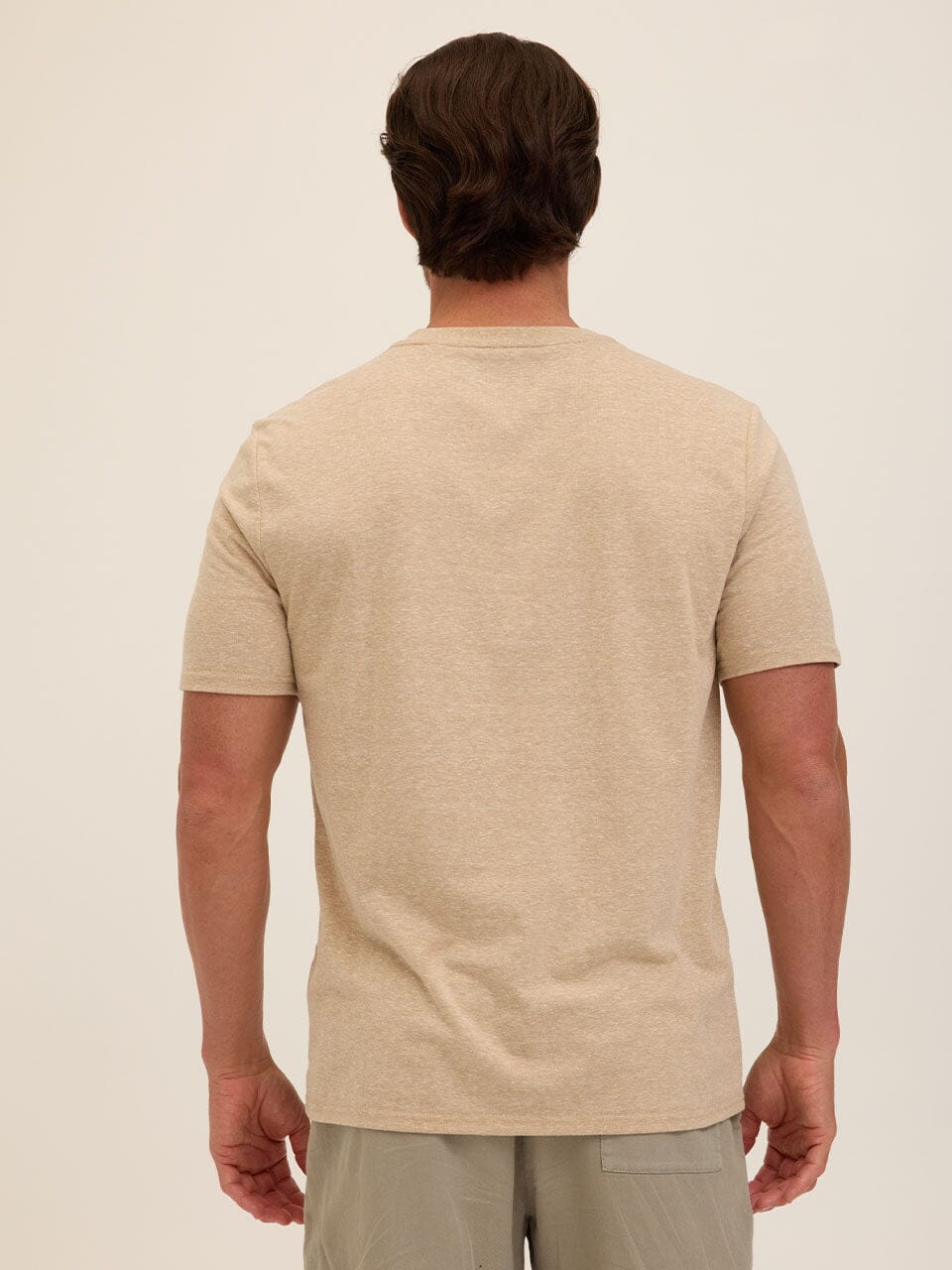 Men's Core Triblend Jersey V-Neck Tee in Beige and Tan