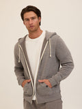 Men's Core Triblend Fleece Zip Hoodie in solid grey knit material