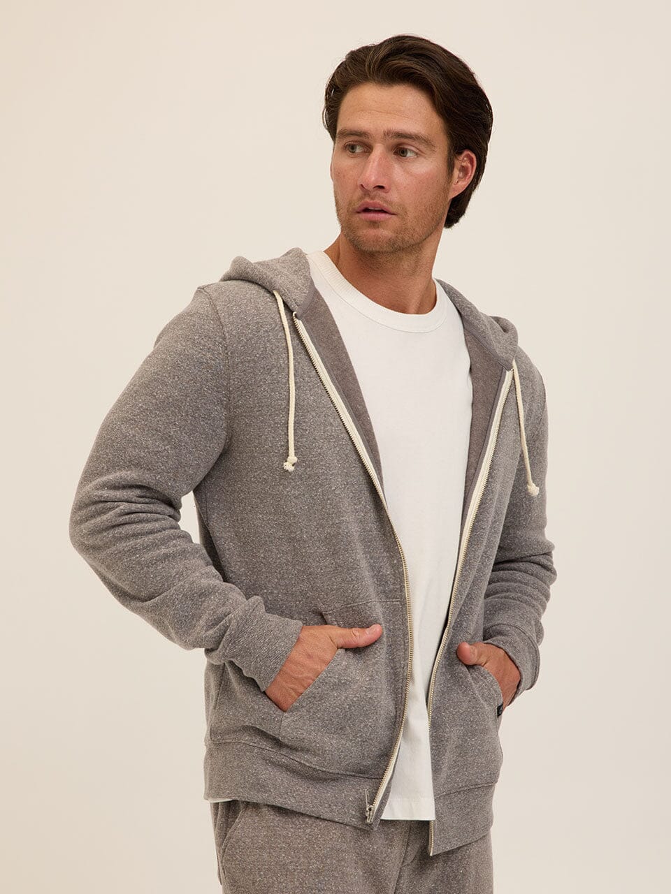 Men's Core Triblend Fleece Zip Hoodie - Athletic Grey Knit Layer