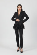 Women's 3D Floral Hem Blazer Button Down Tailored Jacket - Image 2