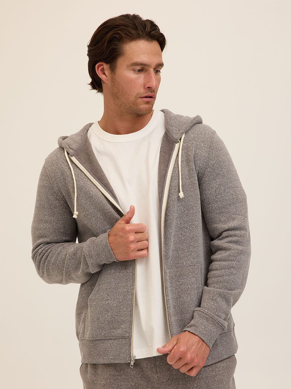 Men's Core Triblend Fleece Zip Hoodie - Athletic Grey Knit Layer