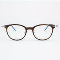 Pinellas titanium and wood minimalist eyeglasses in brown and silver