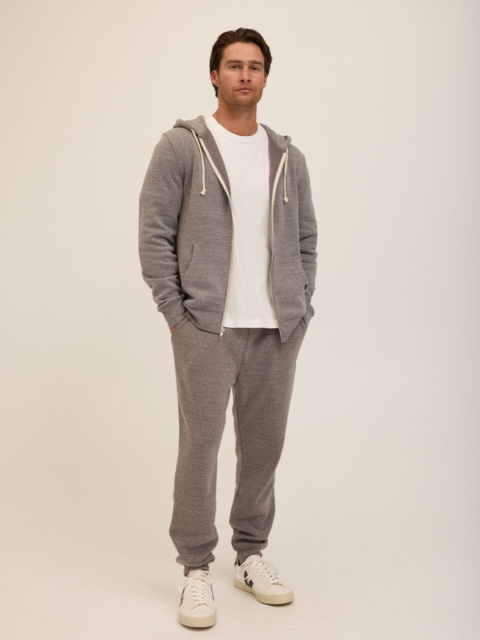 Men's Core Triblend Fleece Zip Hoodie - Athletic Grey Knit Layer