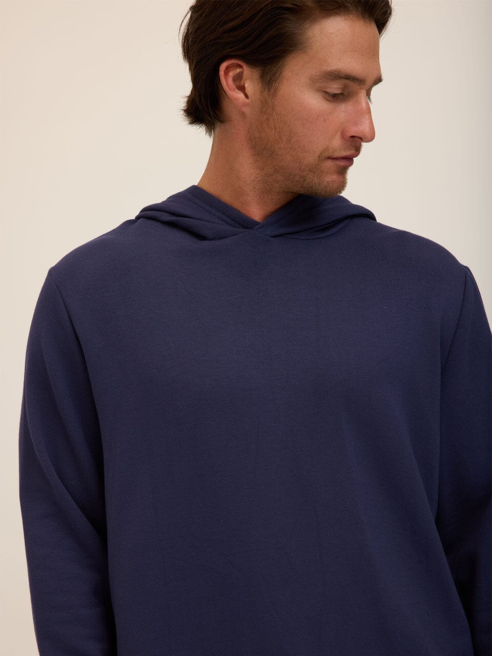 Men's Core Feather Fleece Hoodie in Navy Blue - Minimalist Fit