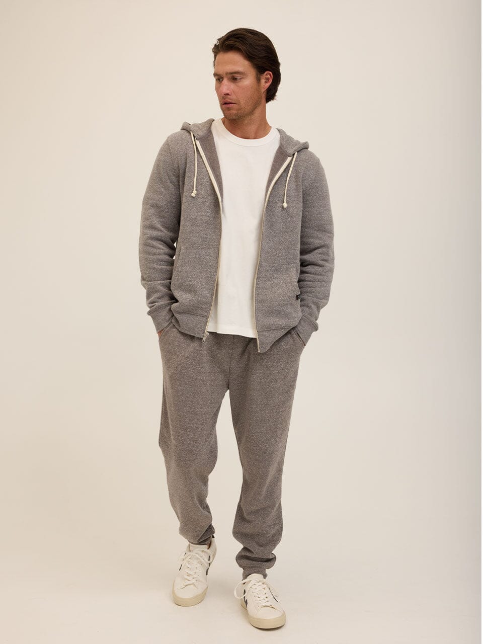 Men's Core Triblend Fleece Zip Hoodie - Athletic Grey Knit Layer