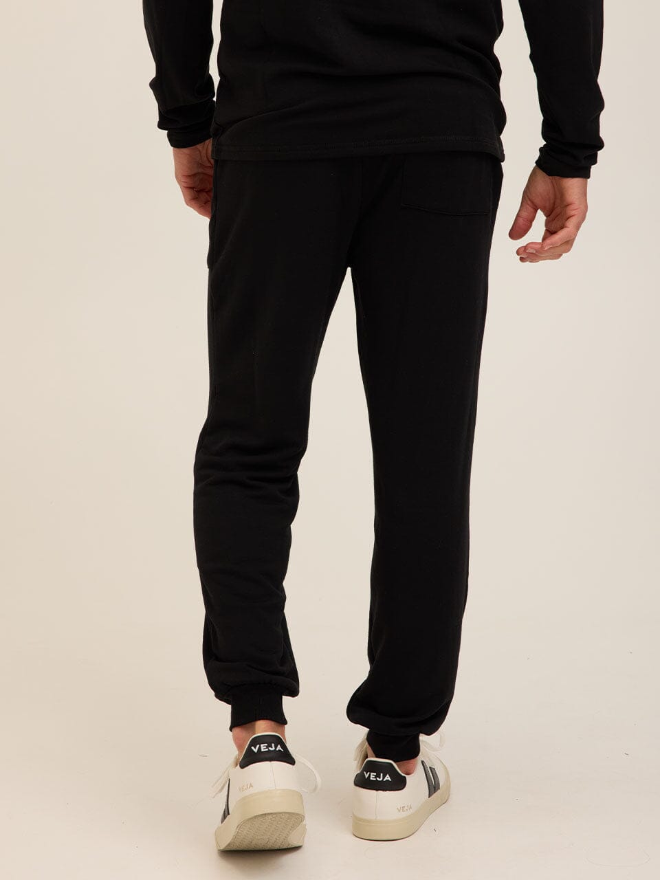 Men's Core Feather Fleece Jogger - Black Minimalist Lounge Pants