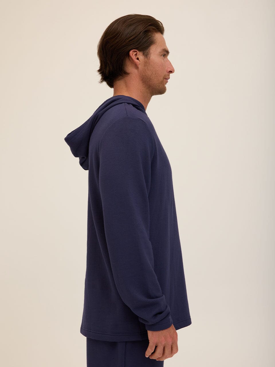 Men's Core Feather Fleece Hoodie in Navy Blue - Minimalist Fit