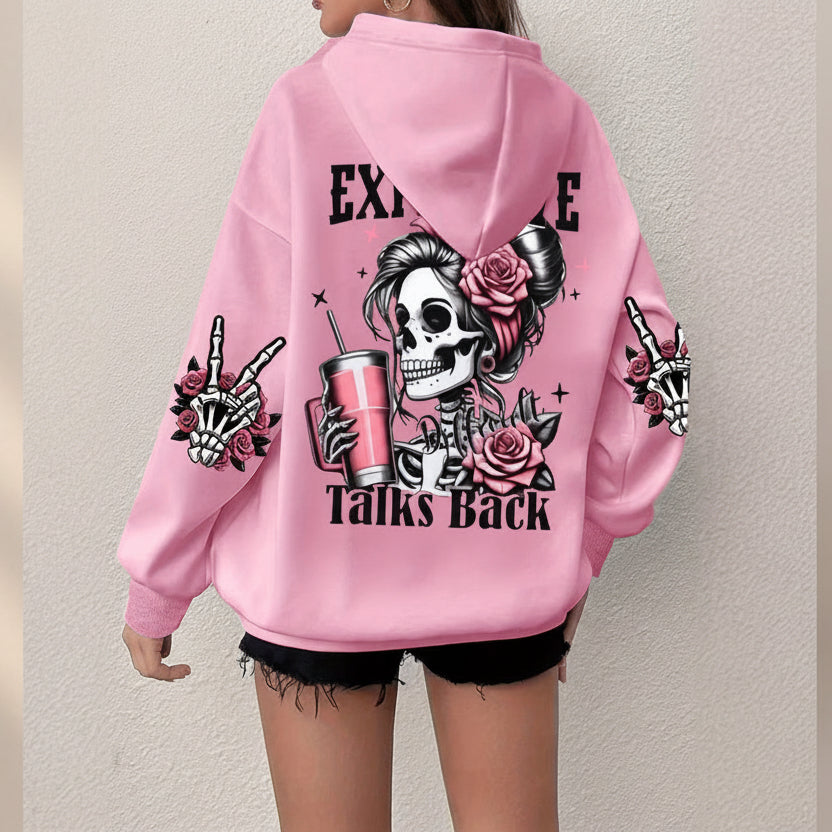Women's Skull & Letter Print Long-Sleeve Sweatshirt