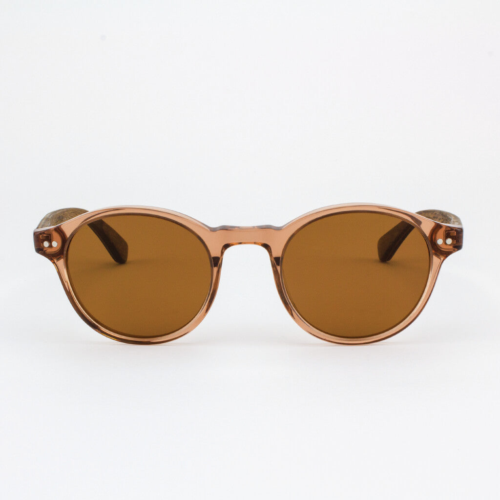 Collier acetate and wood frame sunglasses