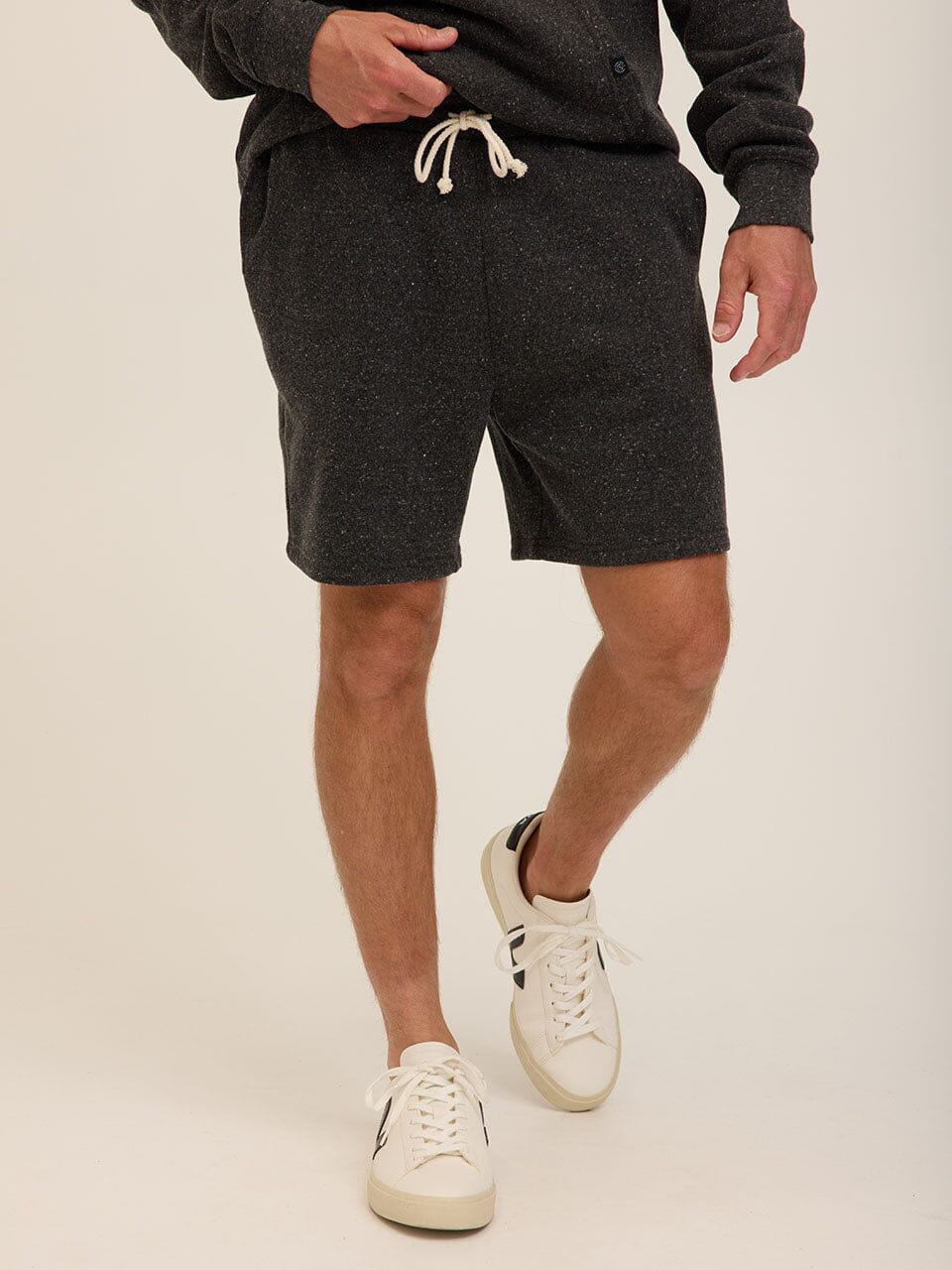 Men's Core Triblend Fleece Short in solid charcoal grey and white color options