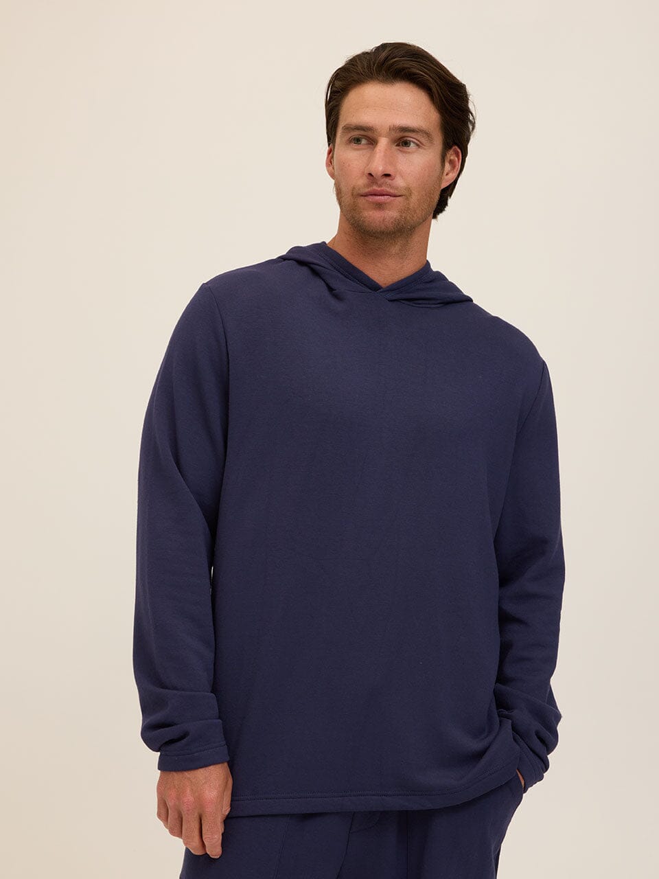 Men's Core Feather Fleece Hoodie in Navy Blue - Minimalist Fit