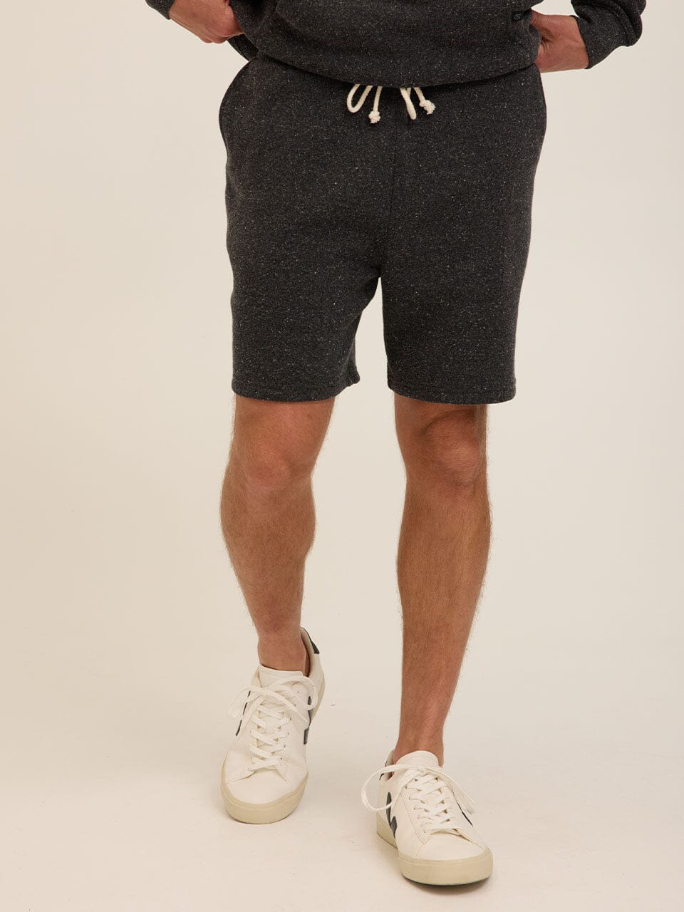 Men's Solid Triblend Fleece Shorts in Charcoal Grey and White