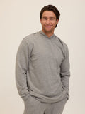 Men's Core Feather Fleece Hoodie in grey, featuring a minimalist athletic design