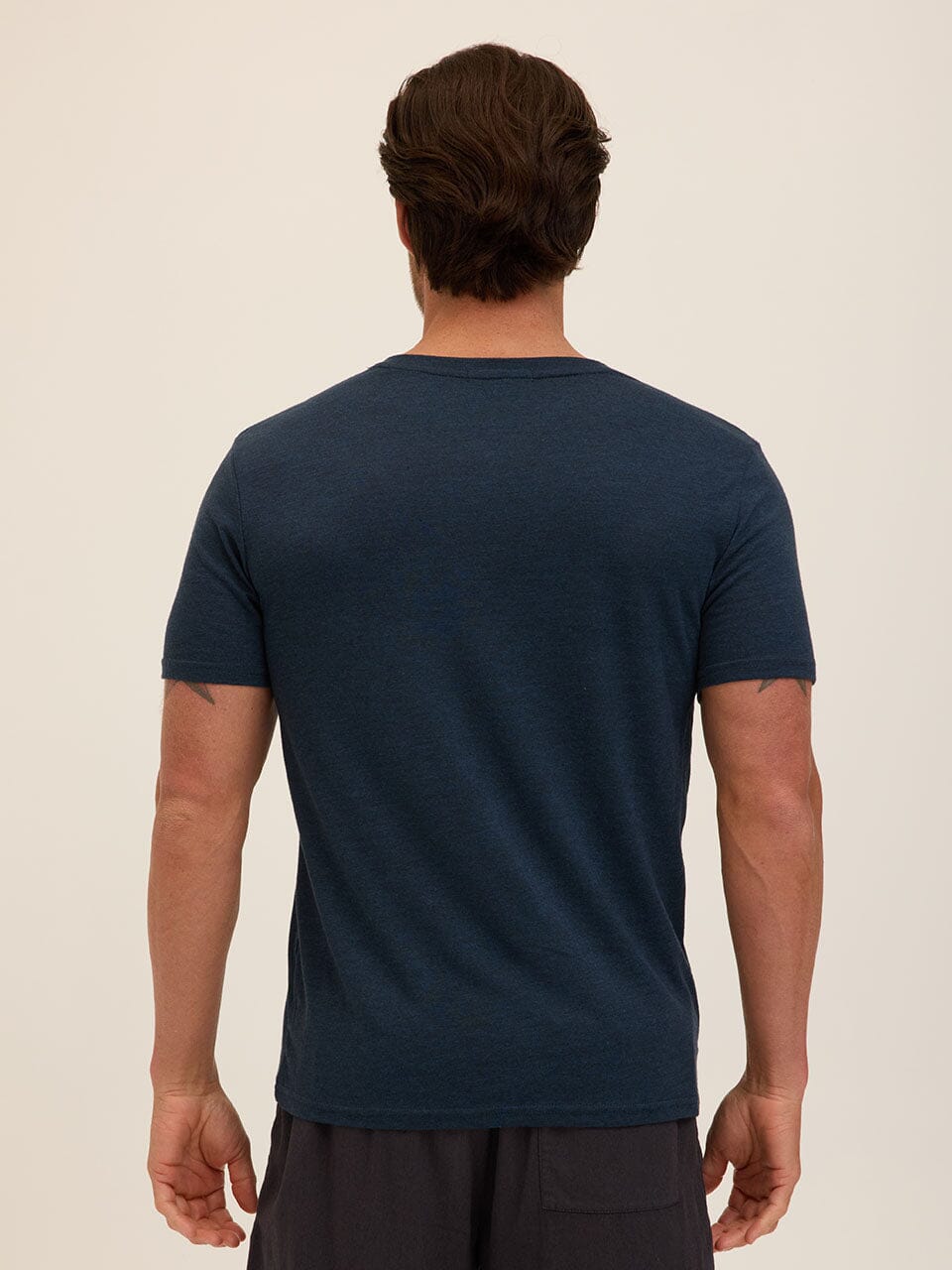 Men's Navy Blue Triblend Jersey V-Neck Tee - Soft Casual Knit Shirt