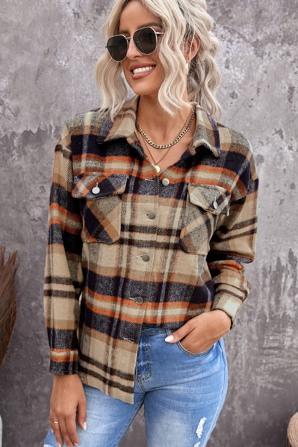 Brown Plaid Flannel Shacket | Button-Up Long Sleeve