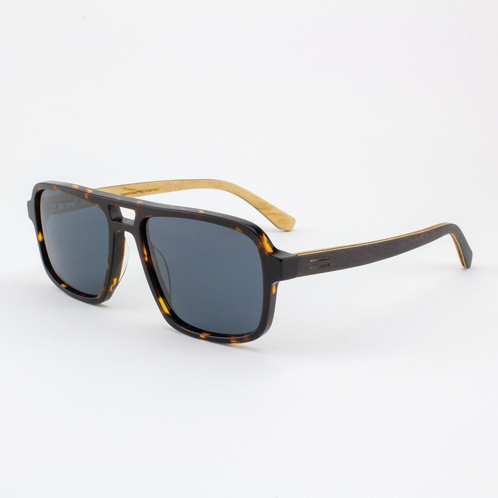 Rockledge Unisex Modern Acetate & Wood Sunglasses Dark Brown