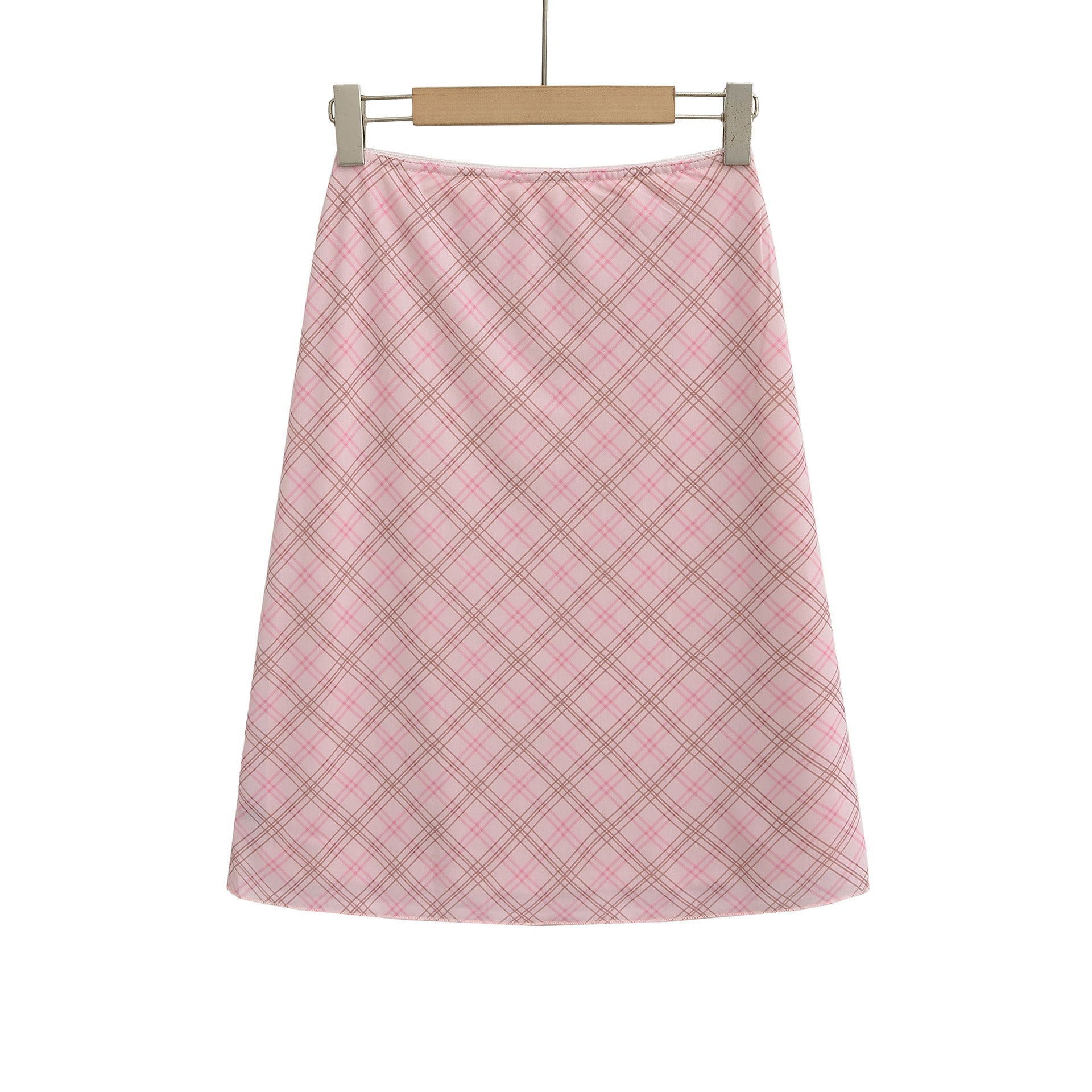 Plaid Hip-Hugging Elastic Waist Midi Skirt for Women - Image 3