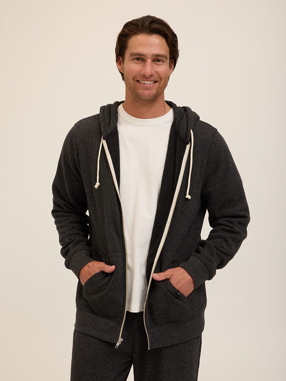 Men's Core Triblend Fleece Zip Hoodie - Lightweight Casual Layer