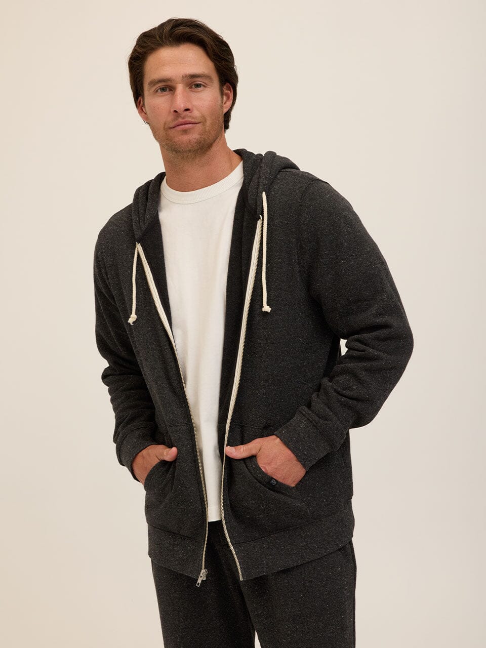 Men's Core Triblend Fleece Zip Hoodie - Lightweight Casual Layer